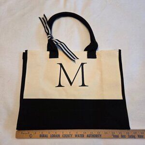 Farmhouse is my Style/ Home Sweet Farm Canvas Tote Bag Initial “M” NEW
